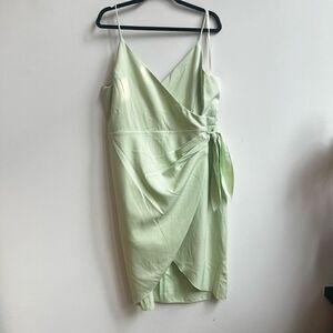 BCBGeneration Women's Spaghetti Wrap Mini Dress Lime Green Size 16